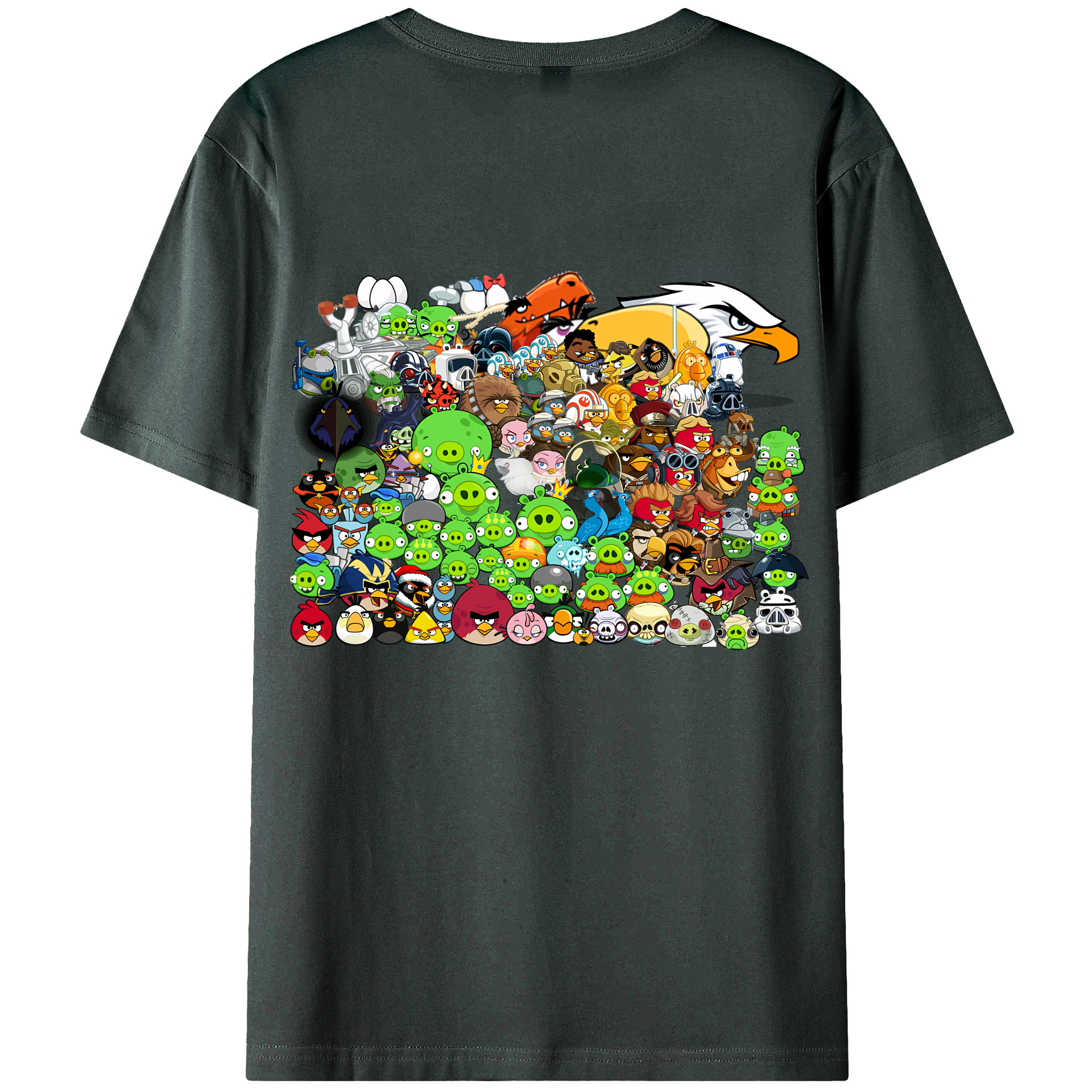 （画像用） Angry Birds アングリーバード 綿100％ メンズ半袖Tシャツ（バックプリント） 通気性